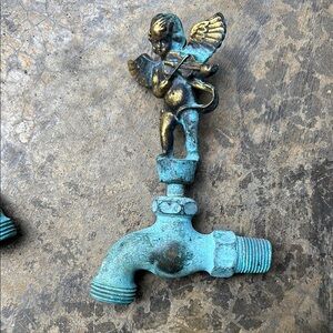 Vintage Angel Wall Faucet Decor - Turquoise Patina over brass NWOT